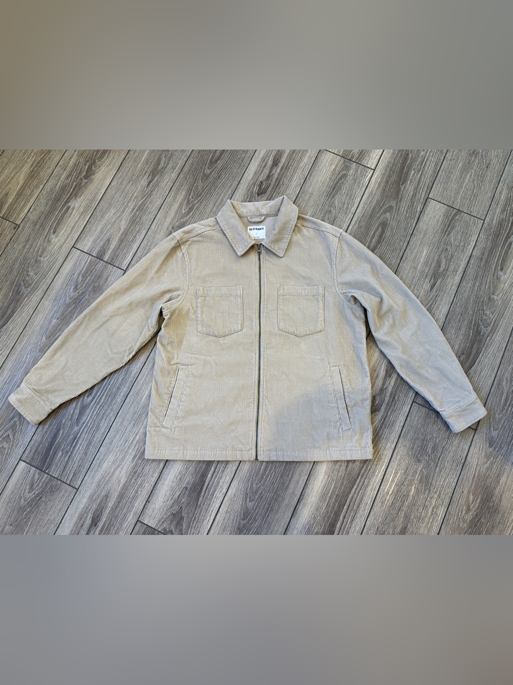 Men’s Old Navy Corduroy Zip-Front  Jacket in Khaki Beige Large Excellent
